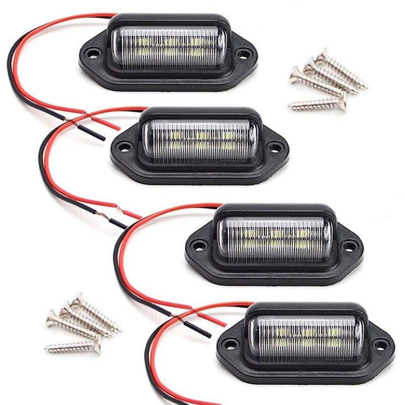 JEDEW 4 PACK License Plate Light, 12V 6-SMD LED License Plate Lamp Taillight for Truck SUV Trailer Van, Step Courtesy Lights, Dome/Cargo Lights - Image 1